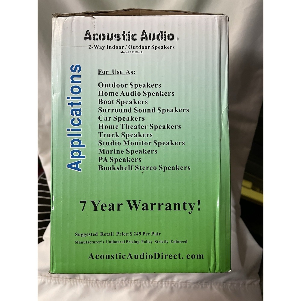 Acoustic Audio 151B Indoor Outdoor 2 Way Speakers - Picture 3 of 5